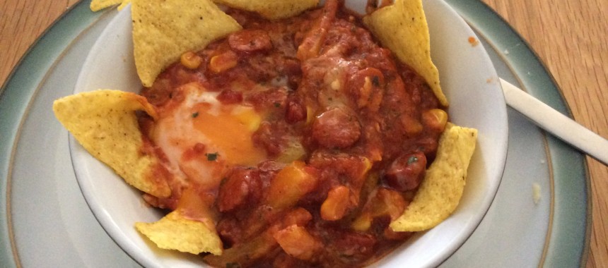 Mexican eggs with tortilla chips