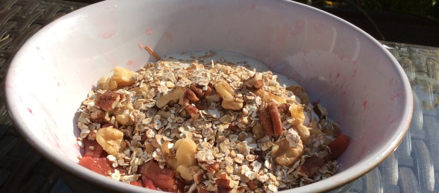 Rhubarb crumble breakfast