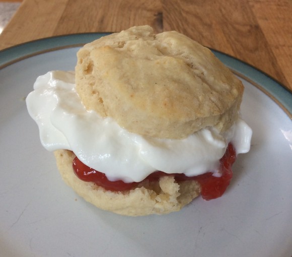 Scone with jam and cream