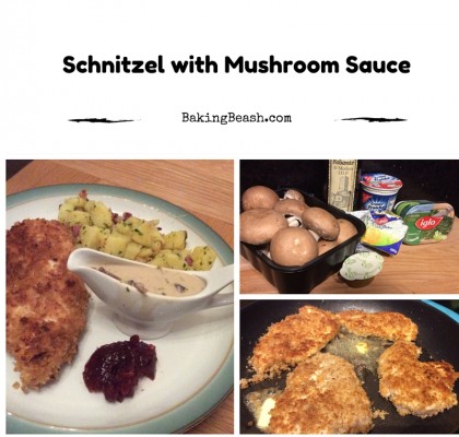 Schnitzel and mushroom sauce