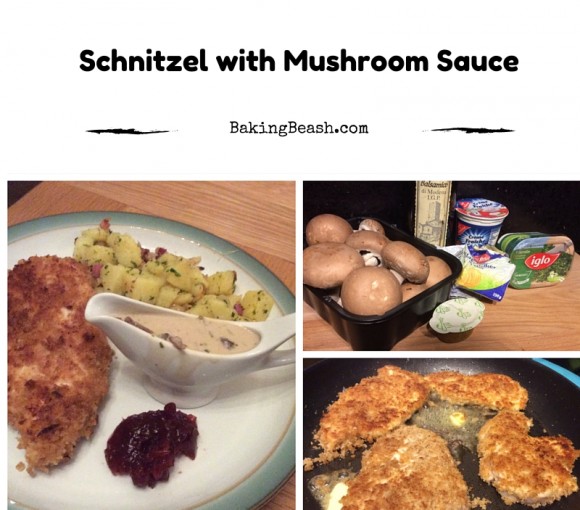 Schnitzel and mushroom sauce