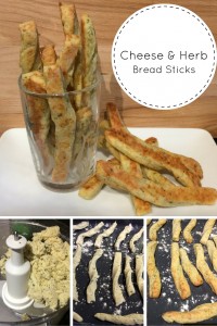 Cheese and herb bread sticks.