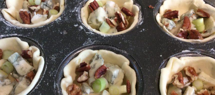Gorgonzola and Pear Quiches